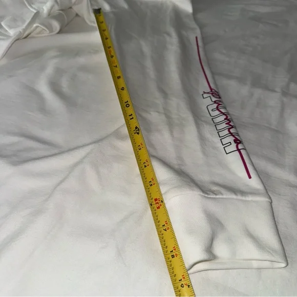 NWT Puma Long Sleeve Neon Dreaming High Low Crew White Fuchsia Black Size Large - Picture 7 of 11